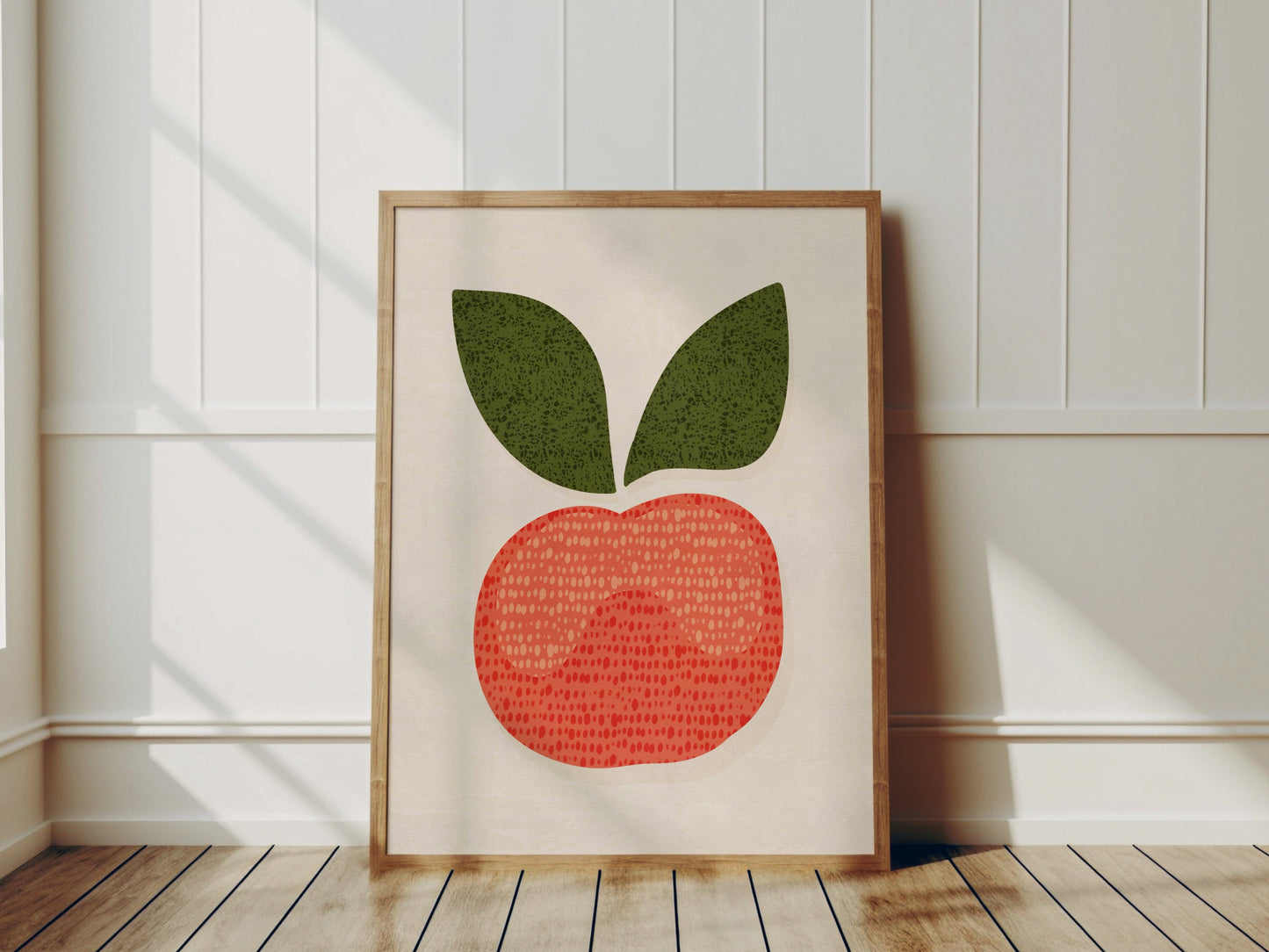 Affisch med rött äpple, perfekt för barnrummet, finns i flera storlekar