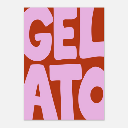 Gelato texttavla i rosa och vinrött, grafisk poster av Tove Malm