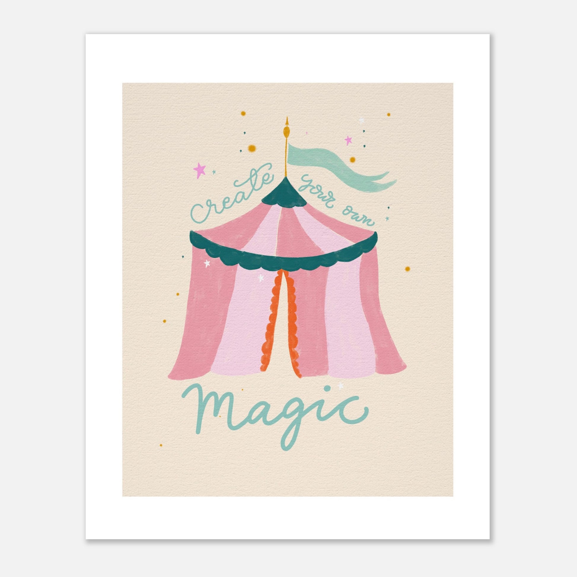 circus illustration med typografiskt citat