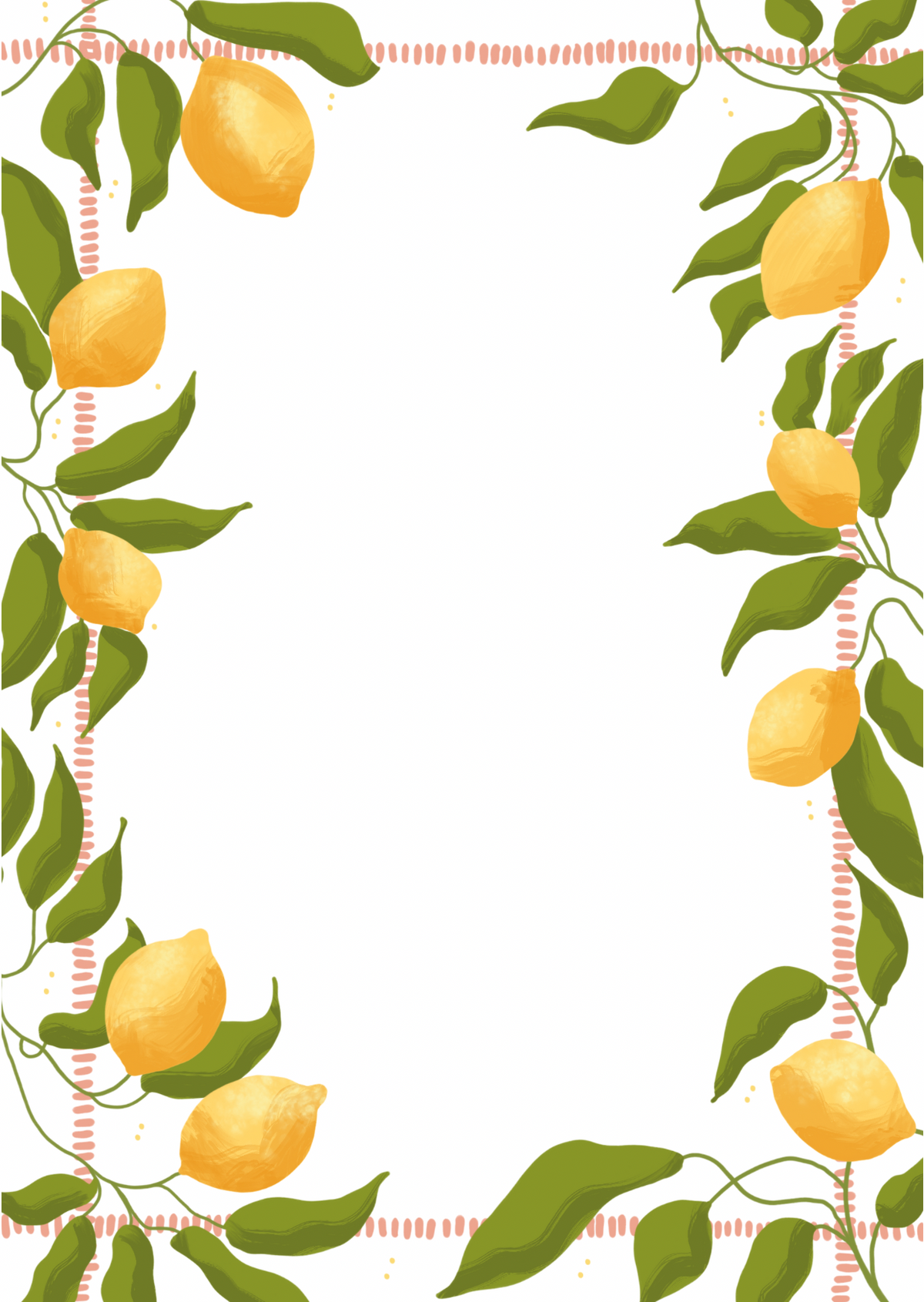 Närbild på citroner och blad på bröllopsinbjudan Citronkrans