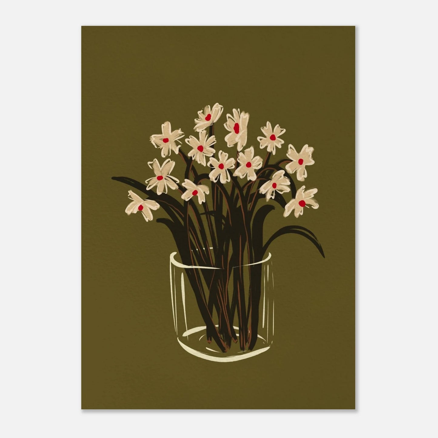 Sommarblommor i glas – Handmålad tavla med prästkragar