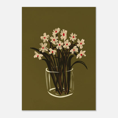 Sommarblommor i glas – Handmålad tavla med prästkragar