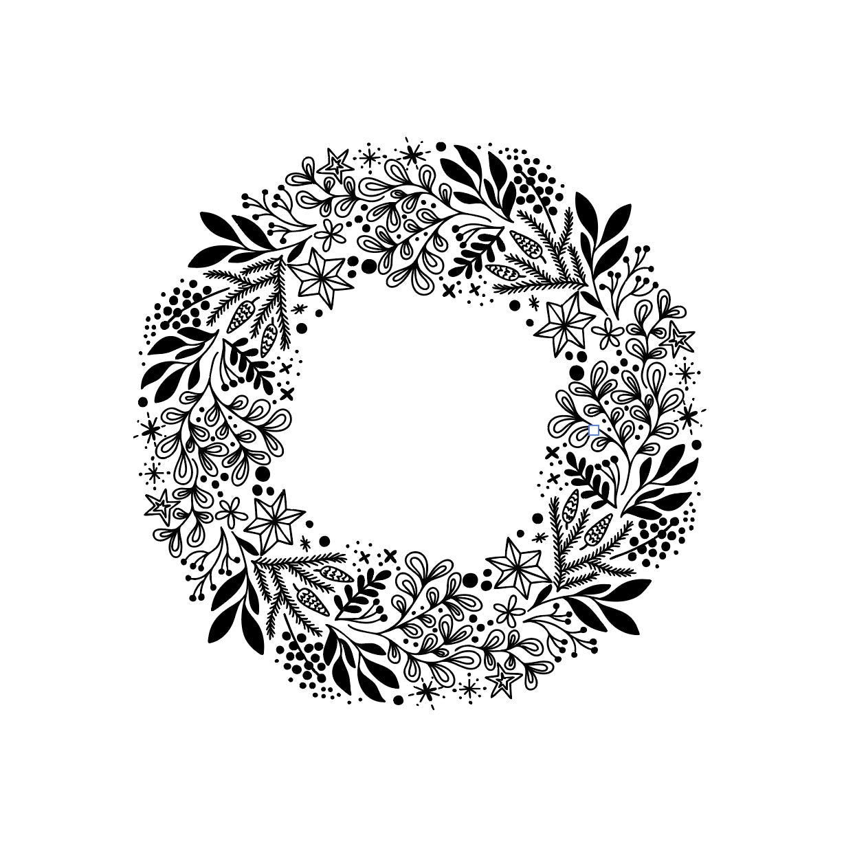 Digital botanisk julkrans med spegelvänd version – DIY vinterfönsterpynt