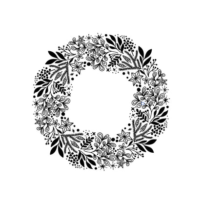 Digital botanisk julkrans med spegelvänd version – DIY vinterfönsterpynt