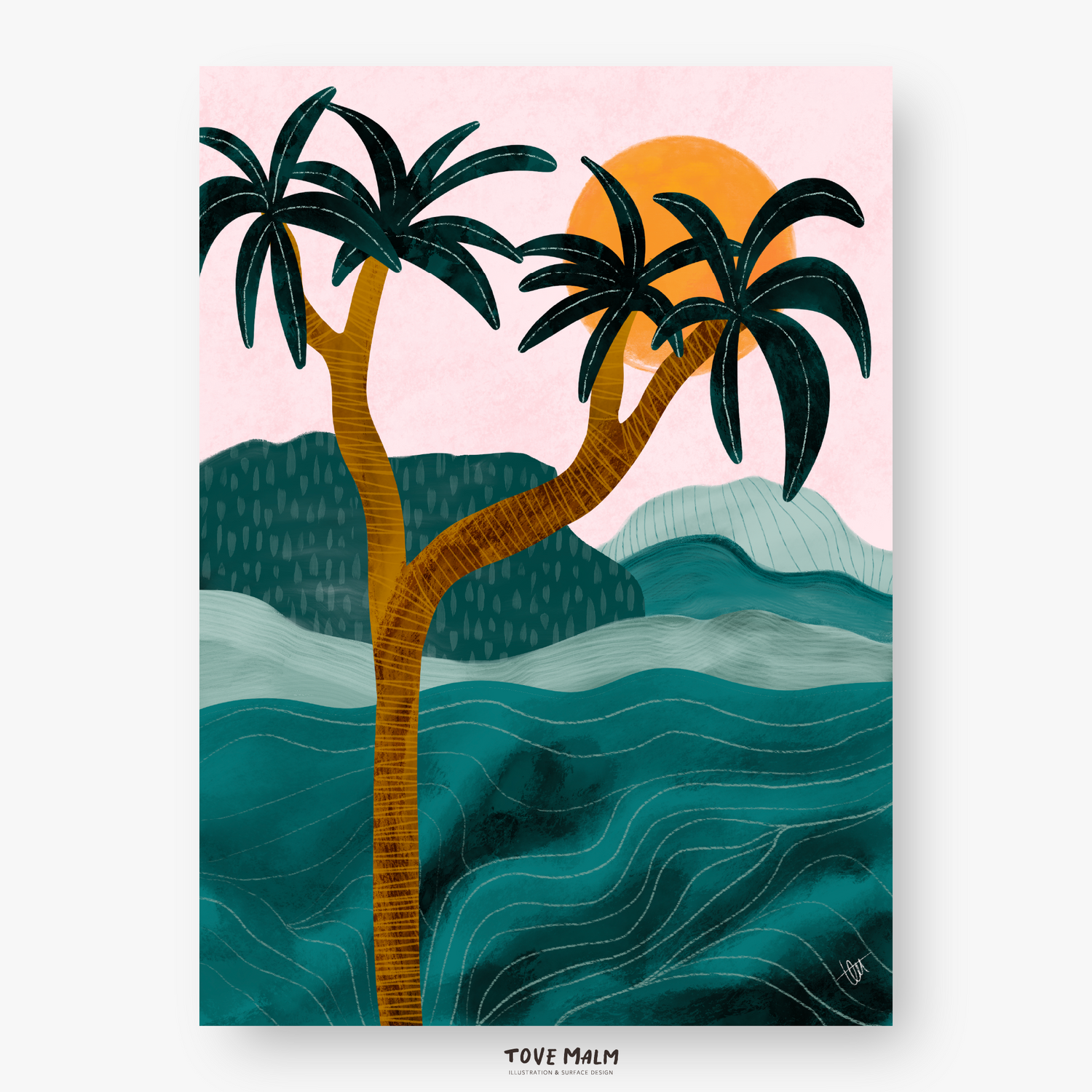 Djungel Poster | Tropisk Barntavla Illustration Tove Malm Studio