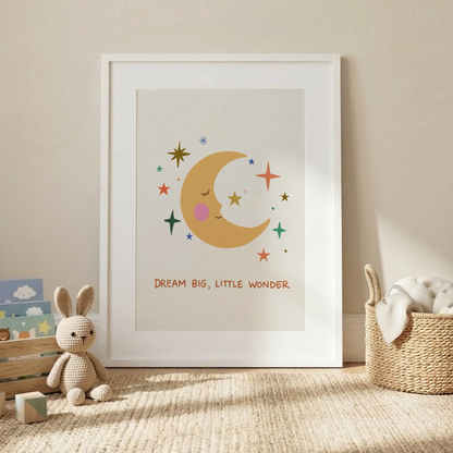 Dream Big Little Wonder Poster - Minimalistisk Barnrumstavla