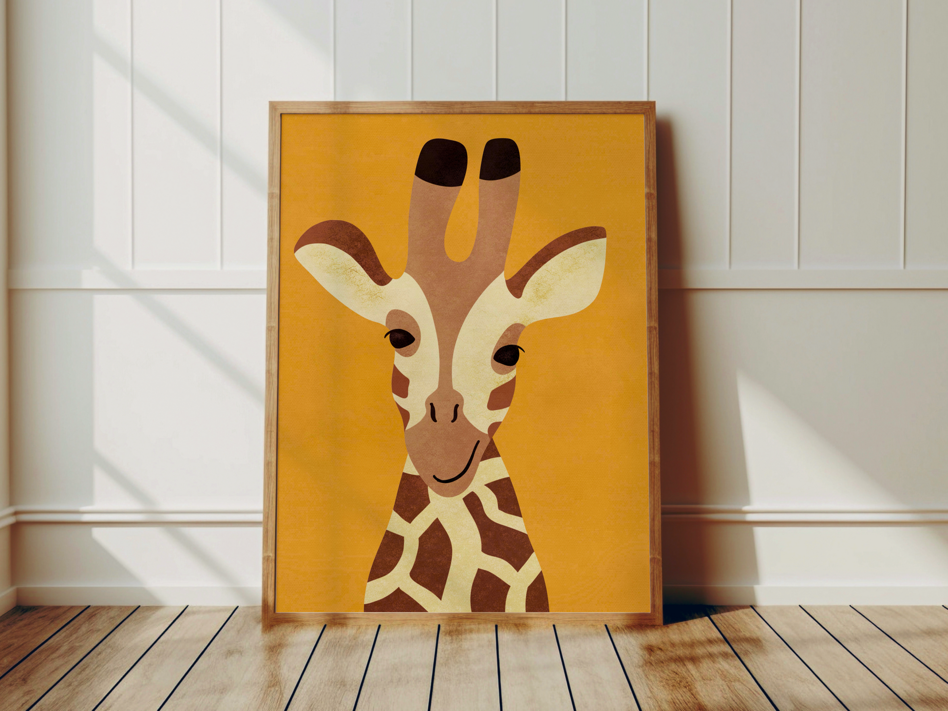 Glad giraff illustration i ram
