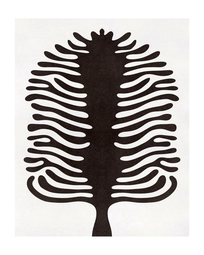 Svartvit grafisk trädposter som illustration, minimalistisk design redo att ramas in för hem, kontor eller som gåva.