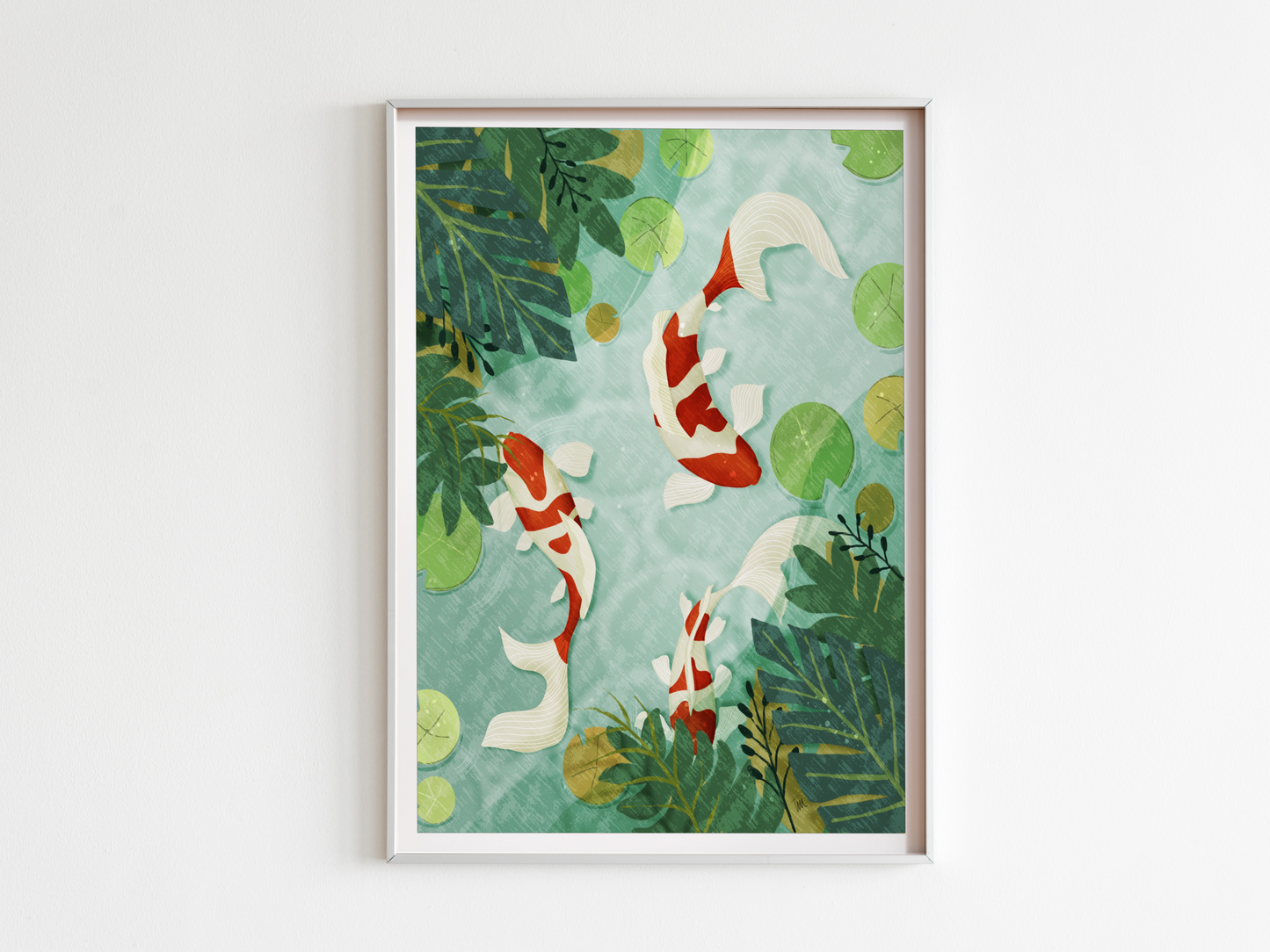 Botanical Koi Carp Poster – Tropical Wall Art for Kids Room
