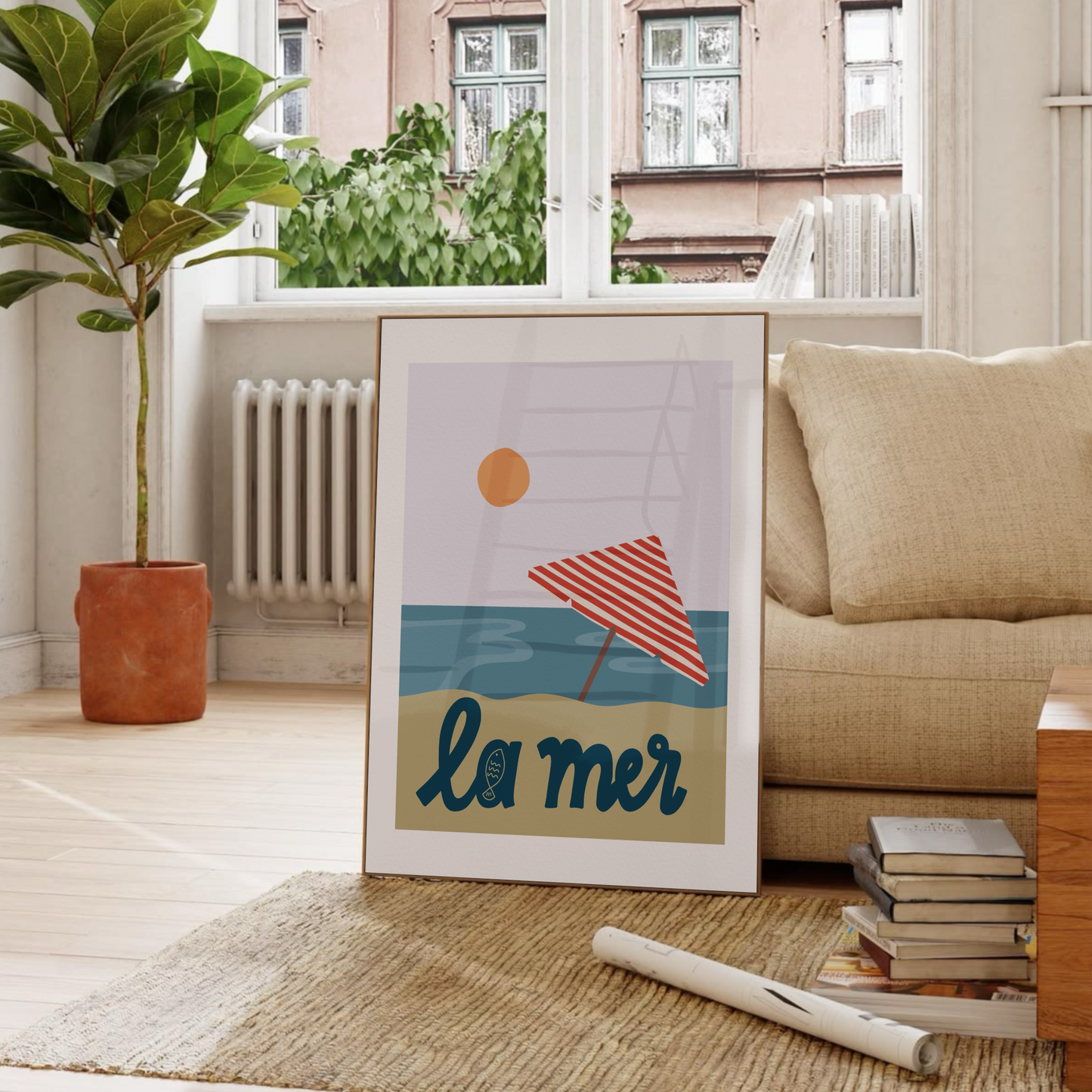 Väggkonst för hemmakontor med inspiration från havet och modern minimalism