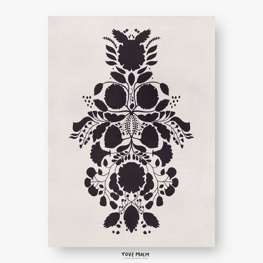 Vår Svart Blomster Poster är en perfekt kombination av minimalistisk design och skandinavisk estetik. Design Tove Malm Studio