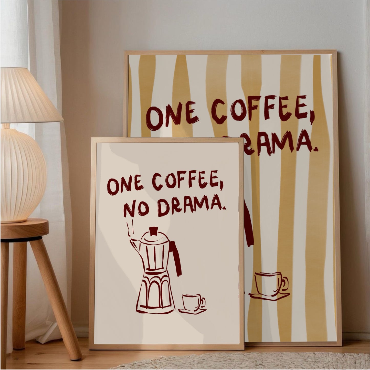One Coffee, No Drama – Minimalistisk Kaffeposter i Handritad Stil