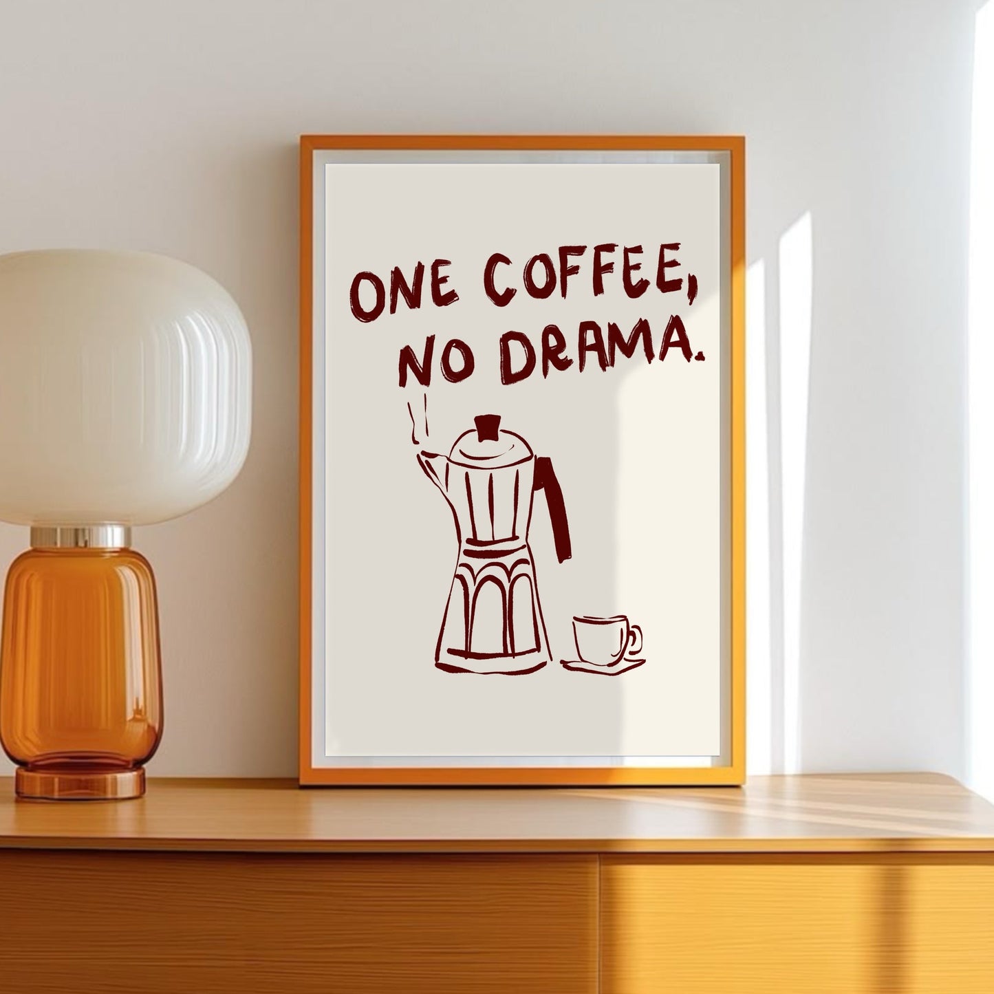 One Coffee, No Drama – Minimalistisk Kaffeposter i Handritad Stil