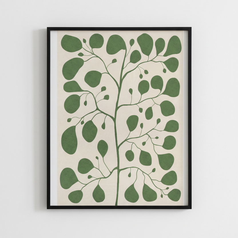 Pilea Fig Tree poster i svart ram