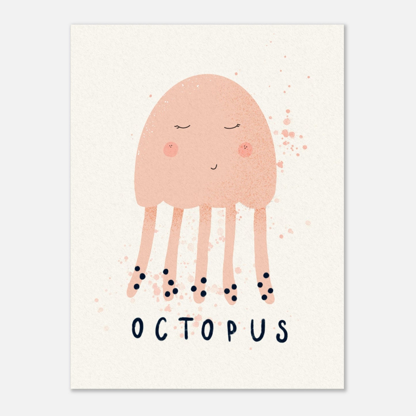 Bläckfiskposter i modern barnrumsinredning, abstrakt design och färgglad illustration som lyfter väggarna.