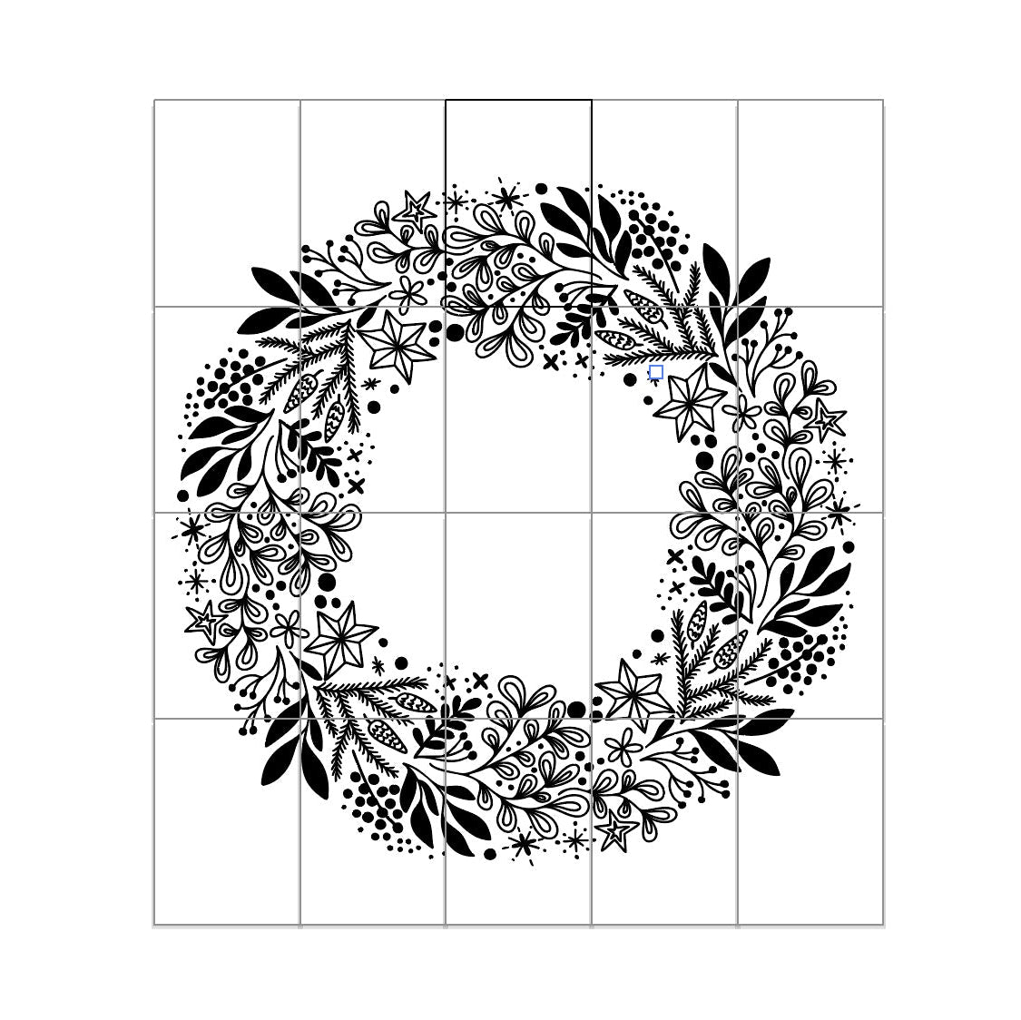 Printable boho wreath med bär och blad – mall för Procreate, Canva och chalk art