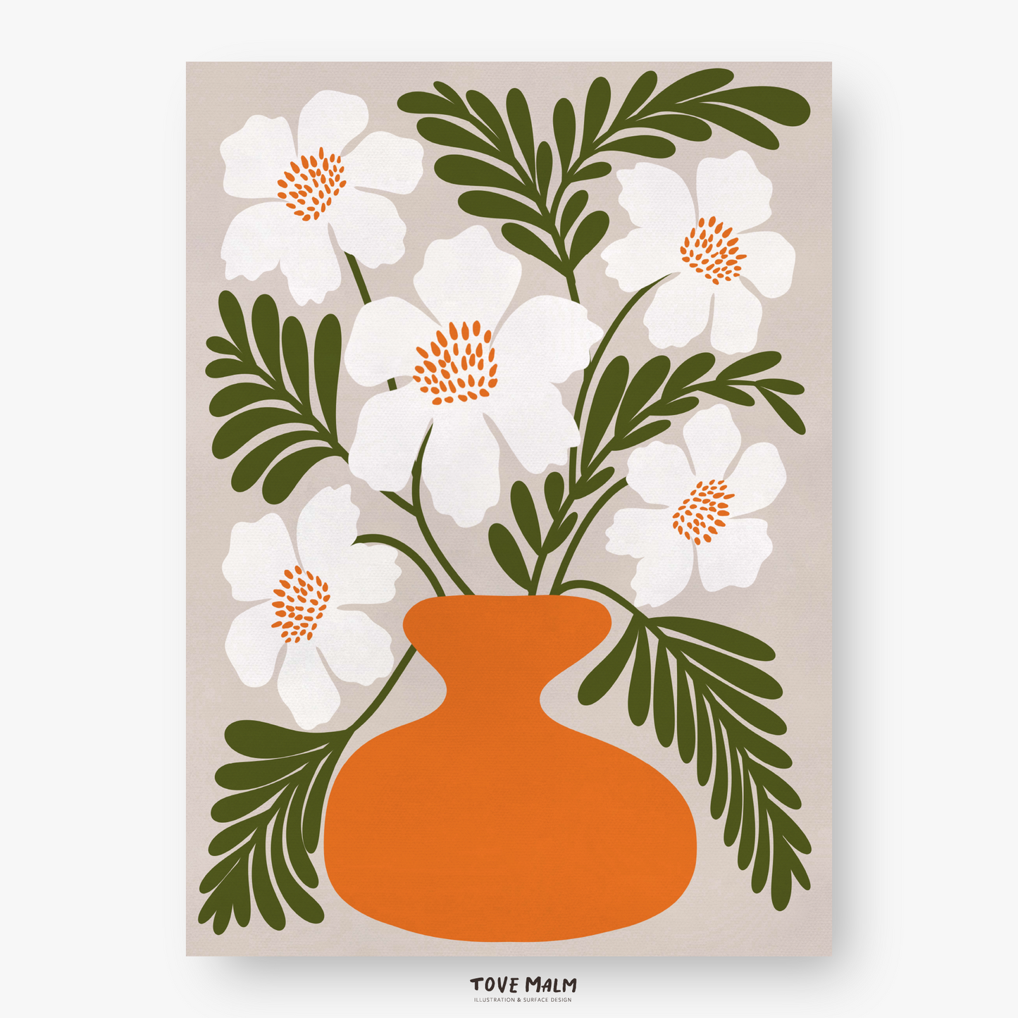 Bohemisk Blomster Poster | Retro Floral Illustration av Tove Malm, Tove Malm Studio