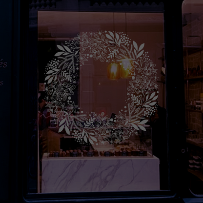 Stor boho-krans i svart kontur för chalk markers – perfekt för fönsterdekoration