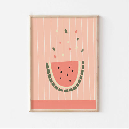 Illustration av vattenmelon i pastell, närbild i annan storlek