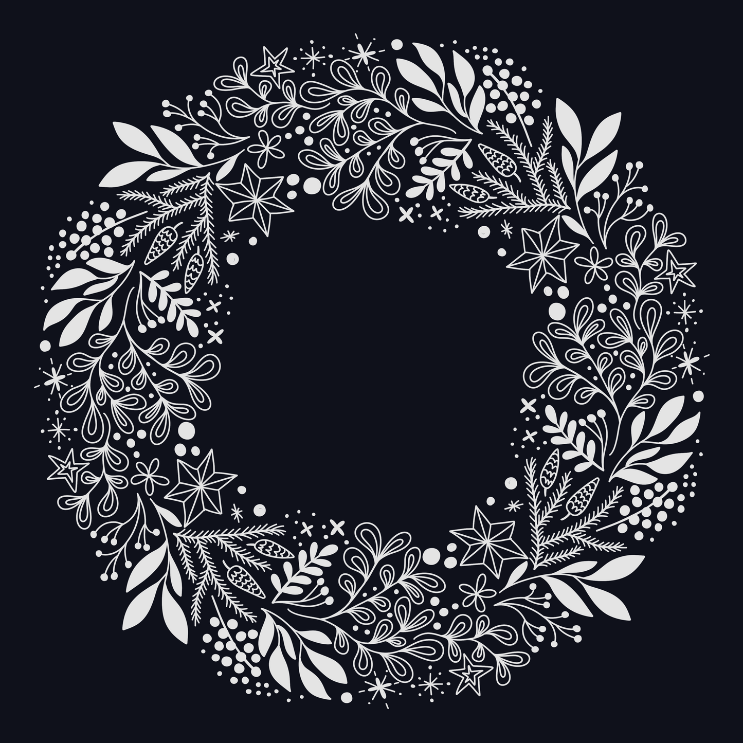 Vinterkrans med bär, löv och kvistar – digital utskrivbar A4/Letter mall