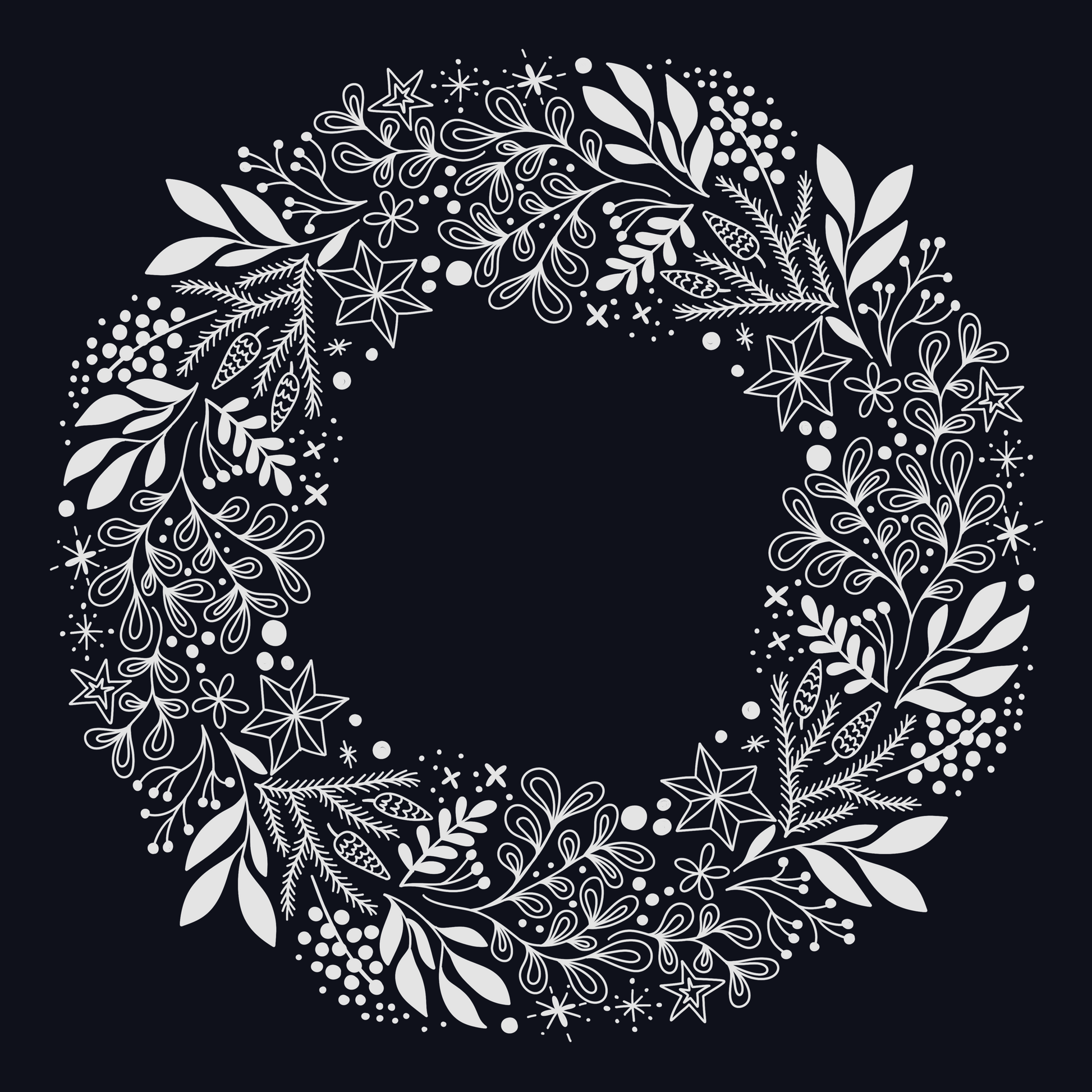 Vinterkrans med bär, löv och kvistar – digital utskrivbar A4/Letter mall