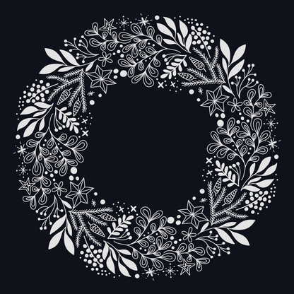 Vinterkrans med bär, löv och kvistar – digital utskrivbar A4/Letter mall