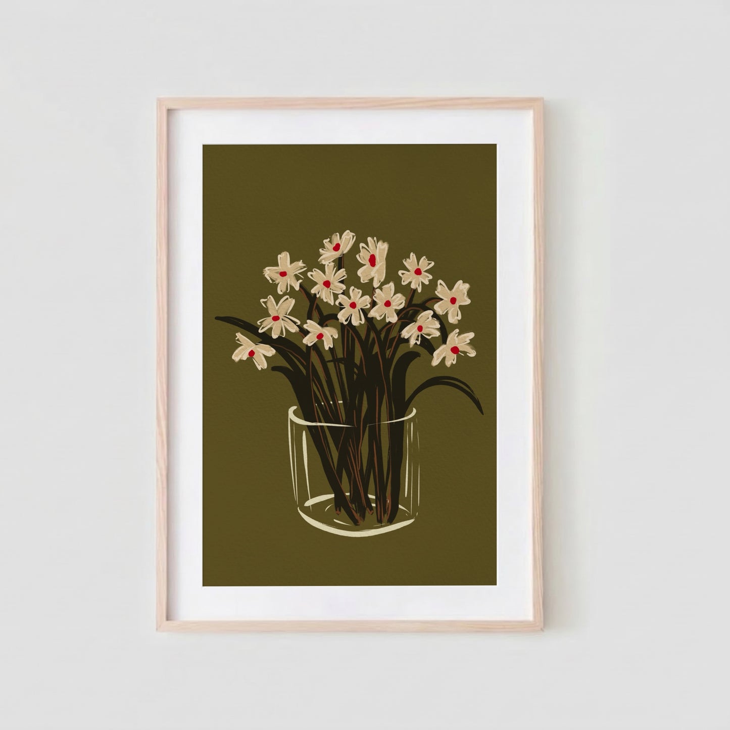 Sommarblommor i glas – Handmålad tavla med prästkragar