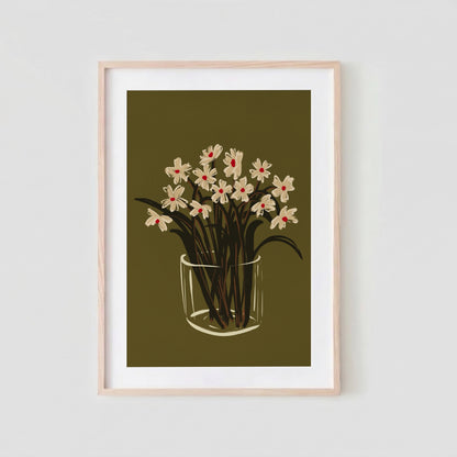 Sommarblommor i glas – Handmålad tavla med prästkragar